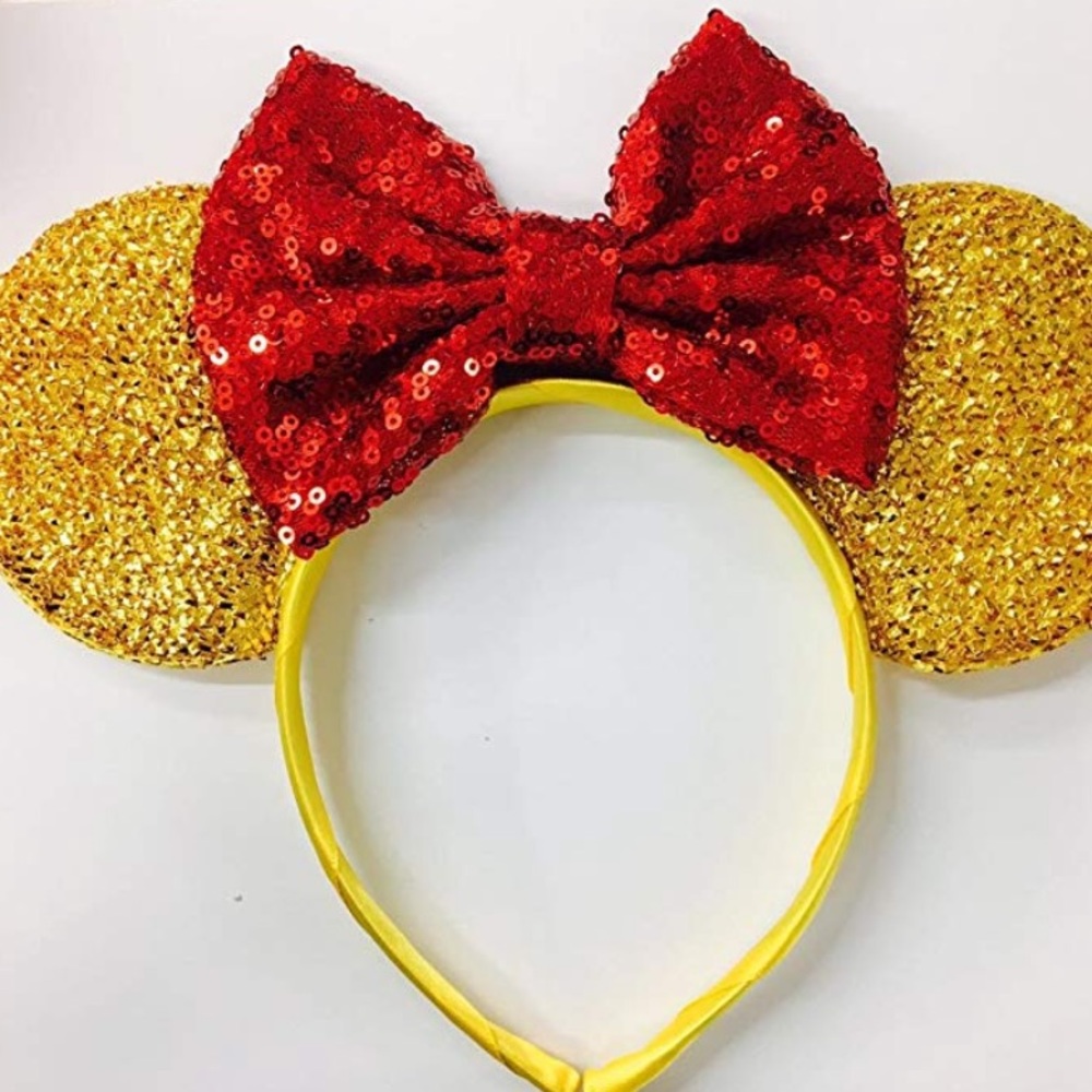 Gold and red Minnie Disney ears
